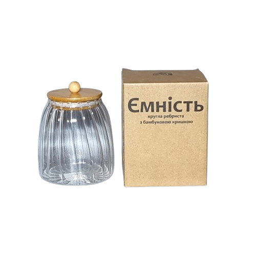 Ємність кругла ребриста 1000мл з бамбуковою кришкою S&T 7029-13 Житомир - фото 2