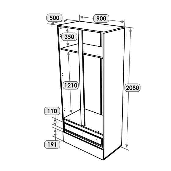 Шкаф двухдверный Эверест ШЛ-2 Лайт Дуб Крафт белый (DTM-071084) Львов
