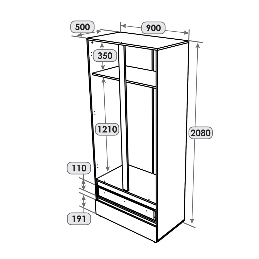 Шафа дводверна Еверест ШЛ-2 Лайт Дуб Крафт білий (DTM-071084) Львів - фото 5