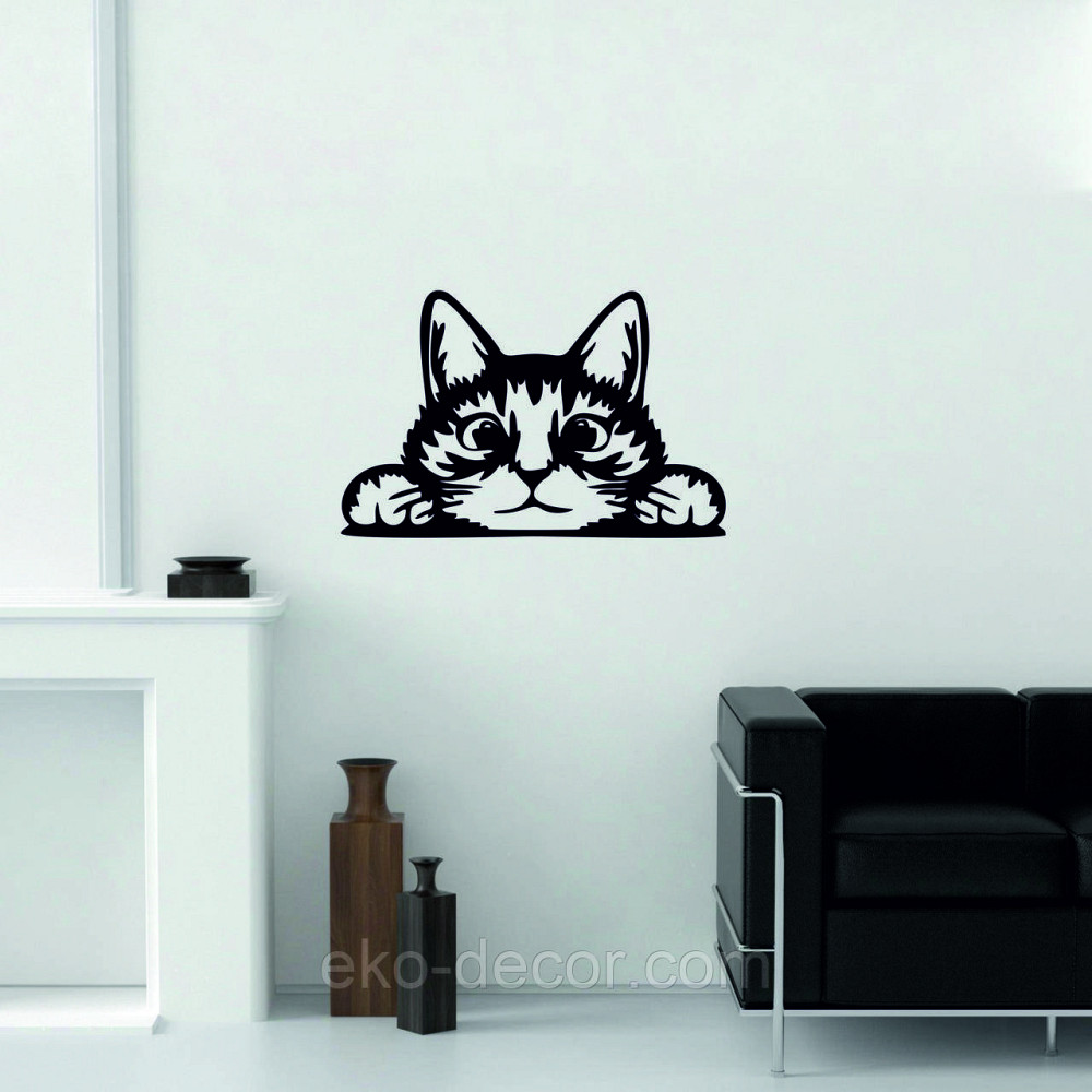 Декоративное настенное 3D Панно «Кот» Декор на стену с объемом (цена за 1 шт) 50*32 см, Черный Киев - изображение 2