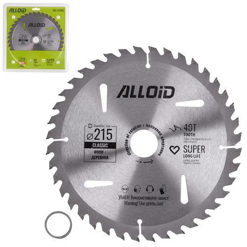 Диск пиляльний по дереву з твердосплавними напайками 215х30/25,4мм, 40 зубів Alloid Одеса - фото 1