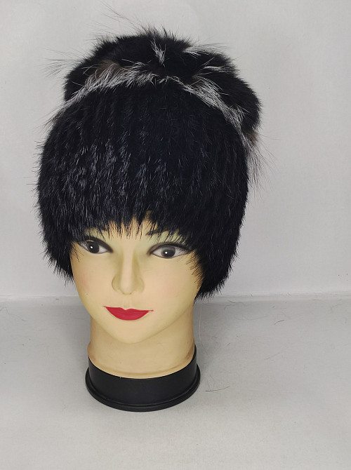 Шапка хутряна жіноча із чорнобуркою квіточка Роза Чорний Харків - фото 7