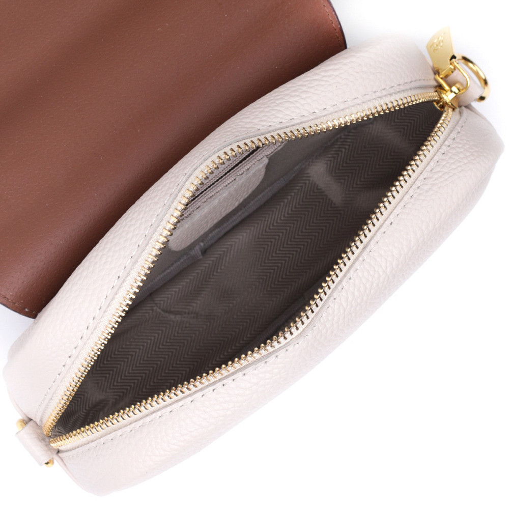 Красивая женская сумка с клапаном из натуральной кожи Vintage 22431 Белая Киев - изображение 6