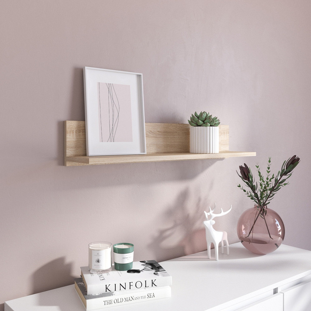 Полка настенная VAYS M-22 Дуб Сонома, навесная, ЛДСП, 80×17×15 см - для дома, офиса, декора Львов - изображение 1