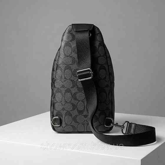 Мужская сумка на грудь (слинг), бананка Coach (77-2517) серая Киев