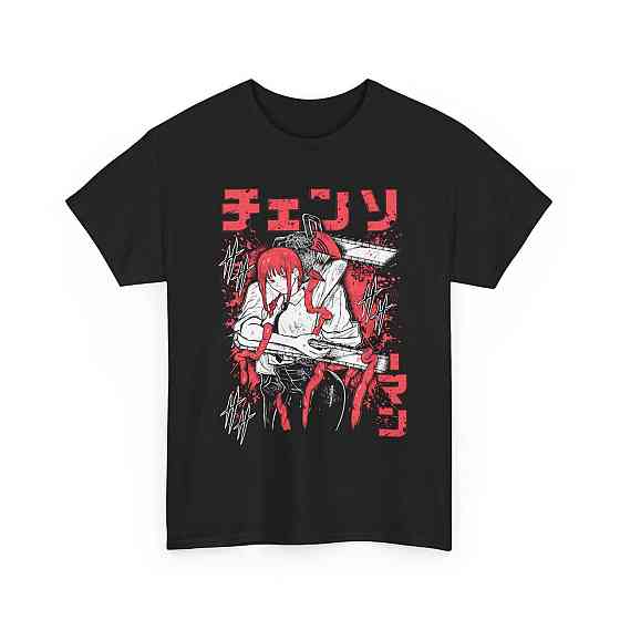 Футболка для хлопчика з аніме принтом Людина-бензопила оверсайз (зріст від 165 до 180) Чорний AnimeJ0264m Дніпро