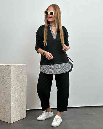 Жіночий стильний костюм двійка двунитка + котон Одеса