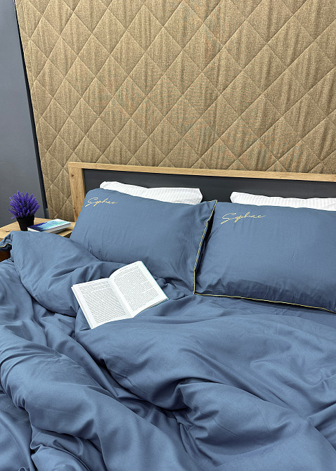 Комплект постільної білизни Сатин, Євро 200х230 Джинс (88-140) Київ - фото 6