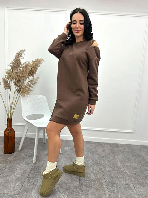 Повседневное теплое платье с булавкой Moana 50-52, Шоколадный Киев - изображение 3