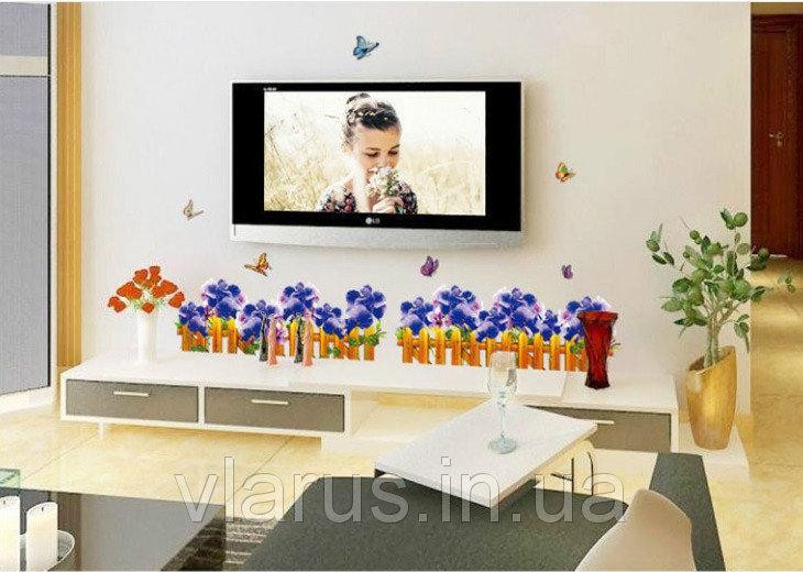 Интерьерная наклейка на стену Забор с цветами Киев - изображение 1