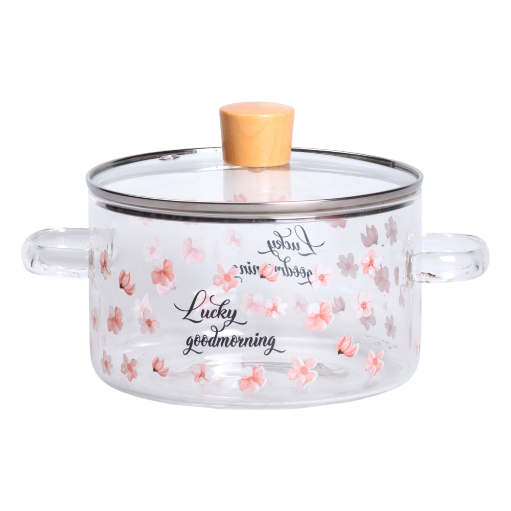 Yiwu Скляна каструля прозора 1.7 літр з кришкою жароміцна HP-34-22 Київ - фото 1