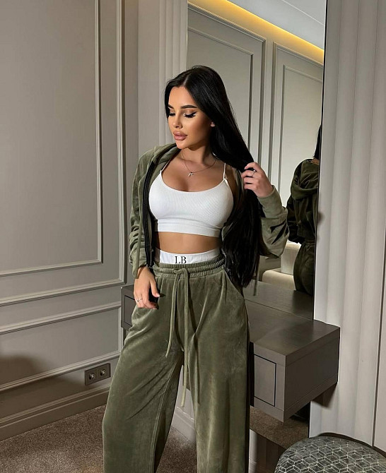 Женский прогулочный костюм тройка: кофта топ и штаны велюр + микродайвинг Одесса - изображение 1