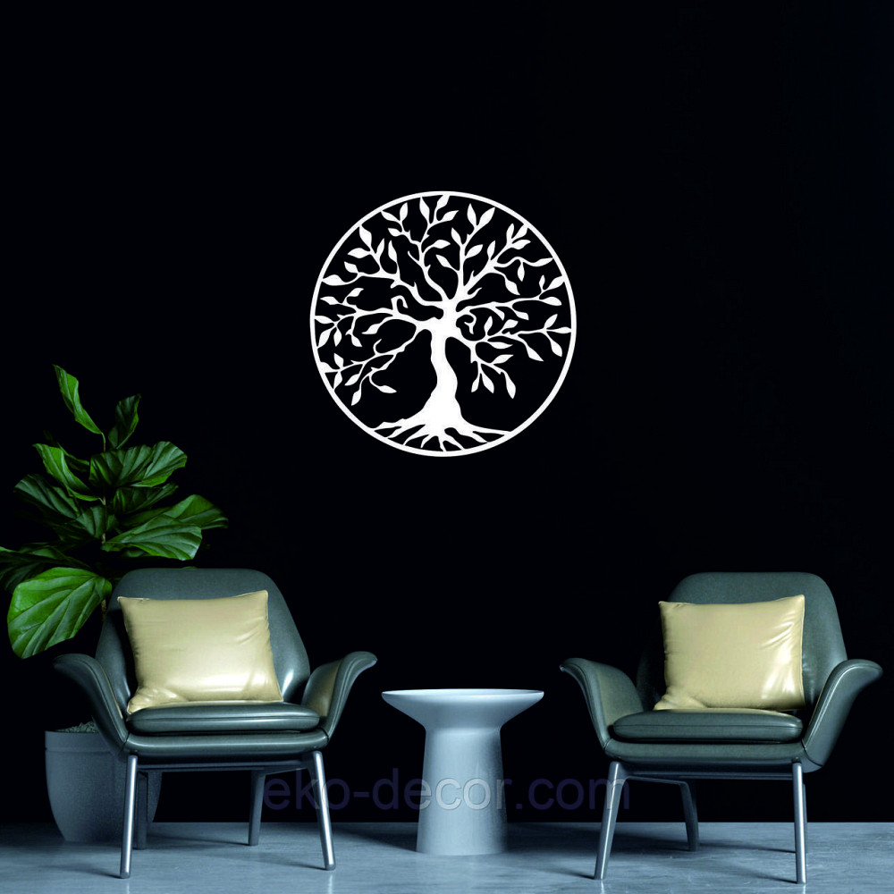Декоративное настенное 3D Панно «Дерево в кругу» Декор на стену с объемом 50*50 см, Белый Киев - изображение 4