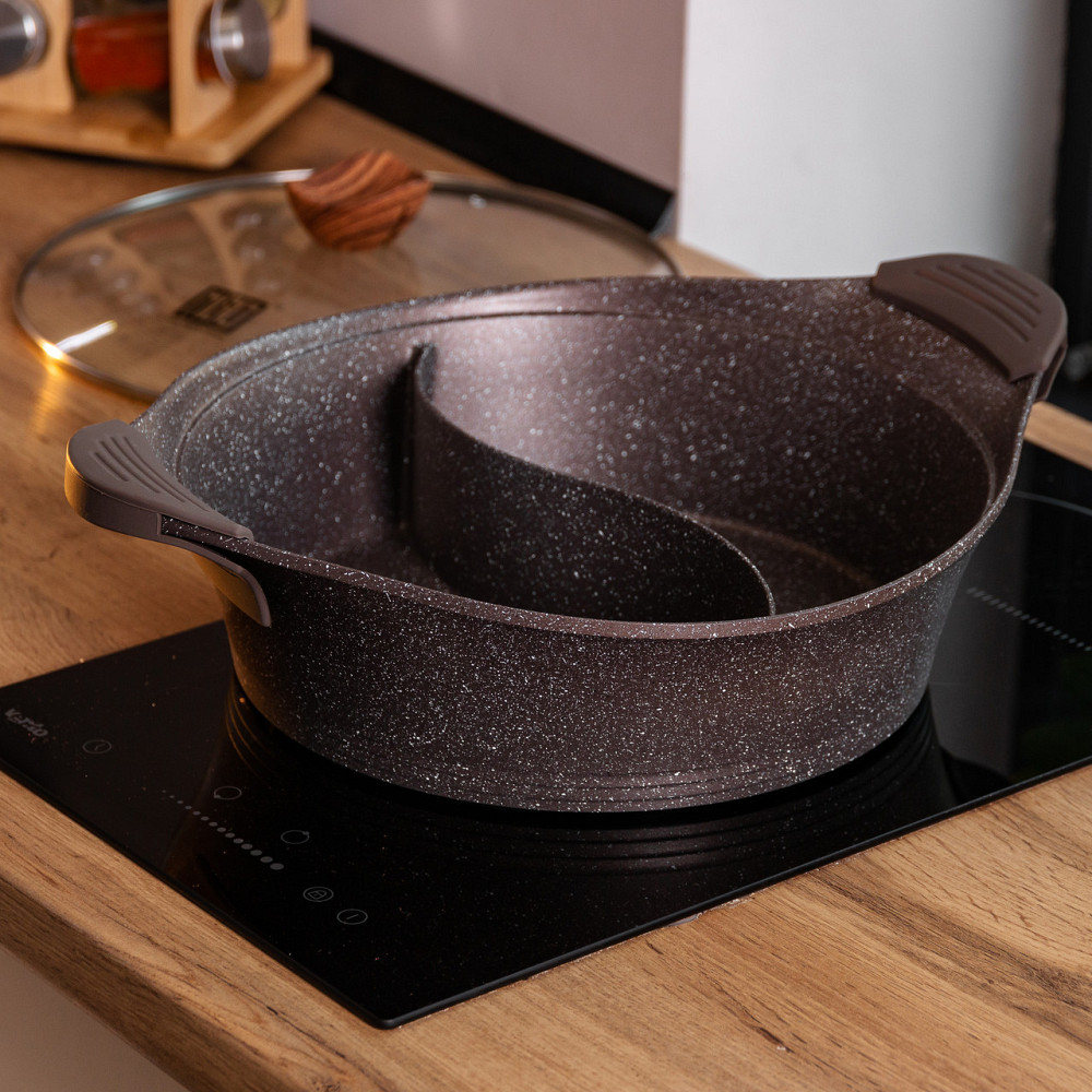 Алюмінієва каструля Ø 30 см, мармурове антипригарне покриття, кавовий MGC HP-4-413CO Київ - фото 5