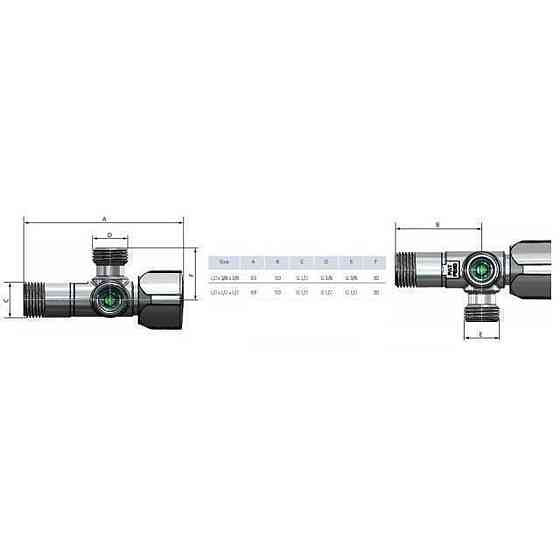 Кран шаровой угловой двойной ARCO 1/2″х 1/2″х1/2″ A80TWIN CQ4105 (000013551) Киев