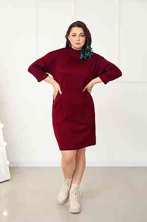 Тепла сукня з двосторонньої ангори "Debra" оптом | Батал Бордовий, 50-52 Київ