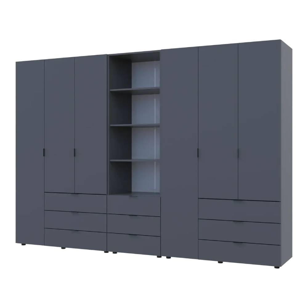 Шкаф для одежды Doros Гелар Графит 3+3ДСП с пеналом 292.4х49.5х203.4 (DRS-011924) Днепр - изображение 2