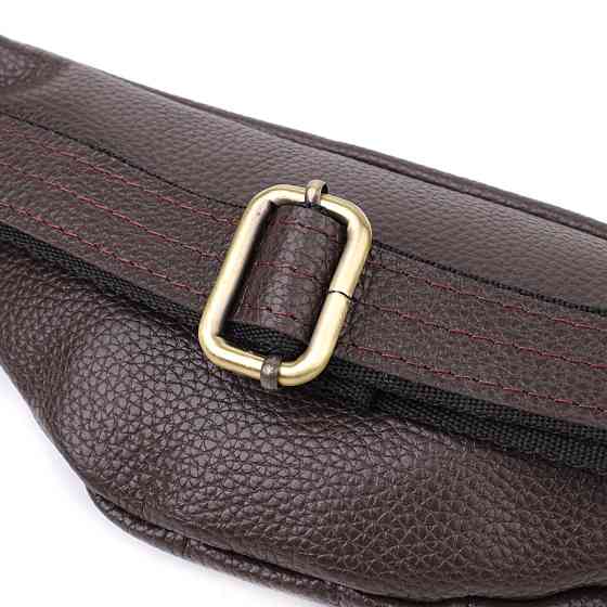 Модная сумка бананка для мужчин из зернистой натуральной кожи Shvigel 23137 Коричневый Киев