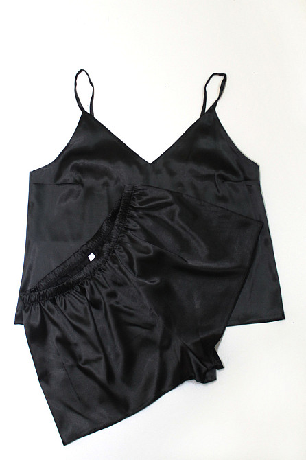 Пижама женская атласная Черный S Харьков - изображение 8