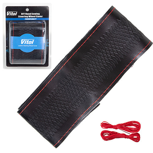 Чохол на кермо шкіра VLOD-SF029-1 M чорна/що обшивається/1 шов Вінниця - фото 1