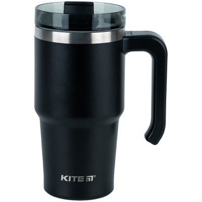 Термокружка Kite з ручкою 600 мл чорна (K24-1207-1) Вінниця - фото 1