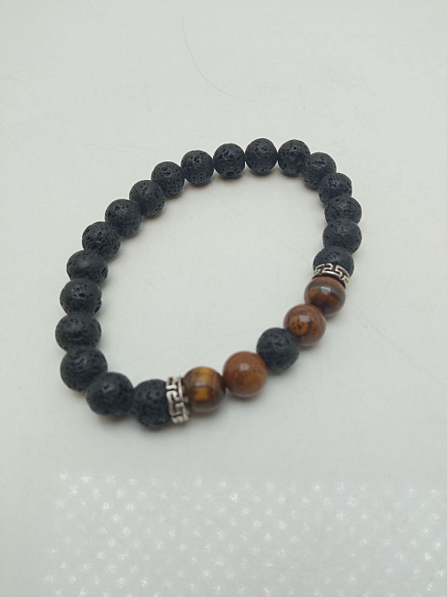 Браслет з натуральних каменів лави та тигринного ока Луцьк - фото 2