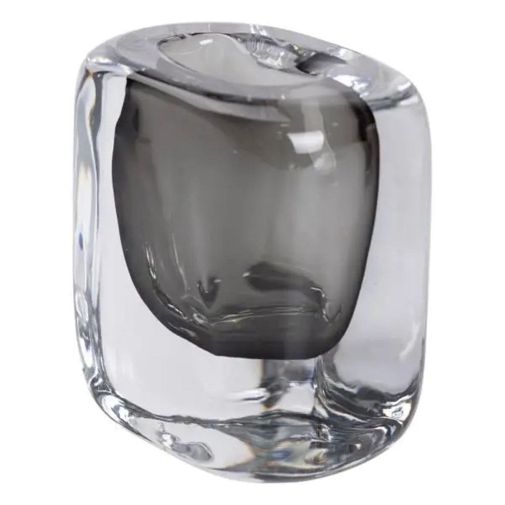 Flower Season Ваза скляна прозора 10х7х11 см для квітів декоративна 120 мл Сіра HP-10-18 Коломия - фото 2