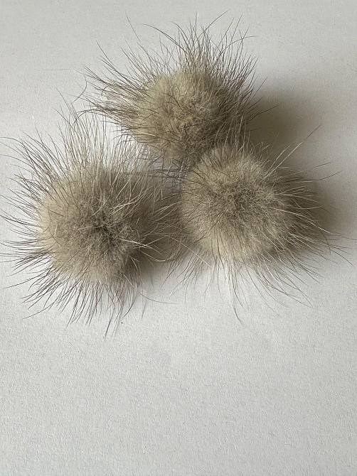 Помпони з натурального хутра норки Сірий Харків - фото 1