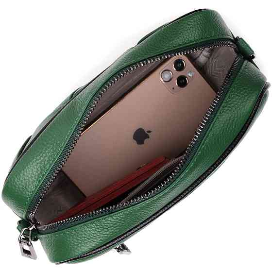 Интересная кожаная сумка с переплетами для стильных женщин Зеленая (Vintage) Киев