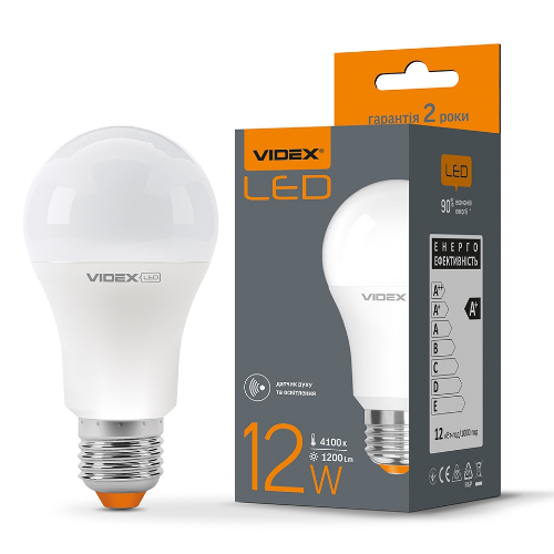 Лампа A60e 12W E27 4100К 220-240V з сенсором руху LED Videx Житомир