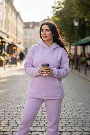 Женский спортивный теплый костюм на флисе батал Сиреневый 4XL/5XL Харьков