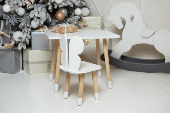 Дитячий прямокутний столик (Білий) та стільчик Метелик (Білий) Київ