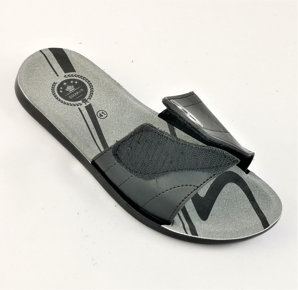 Мужские Шлёпанцы Тапочки Кожаные Черные Сланцы на Липучке (размеры: 41,42,43,44,45,46) Днепр - изображение 3