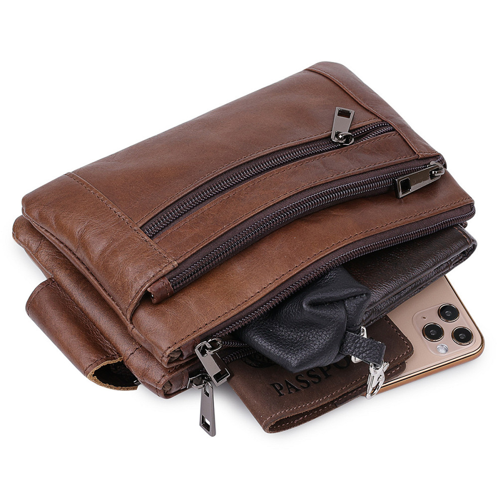 Шкіряна сумка на пояс унісекс Коричневий (Vintage) Київ - фото 1