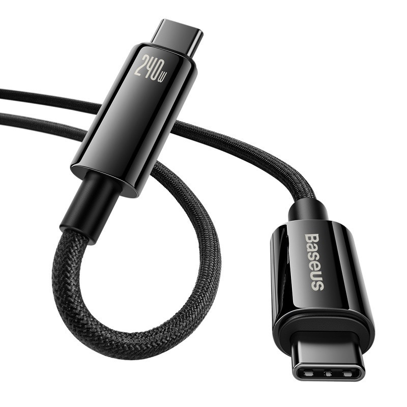 Кабель Baseus Tungsten Gold Fast Charging Data Cable Type-C to Type-C 240W 3m Black Одеса - фото 4