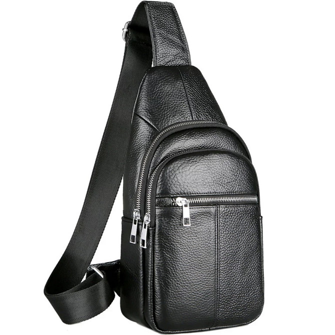 Чоловіча сумка-слінг шкіряна крос боді чорна Tiding Bag A25F-5060A Кам'янське - фото 2