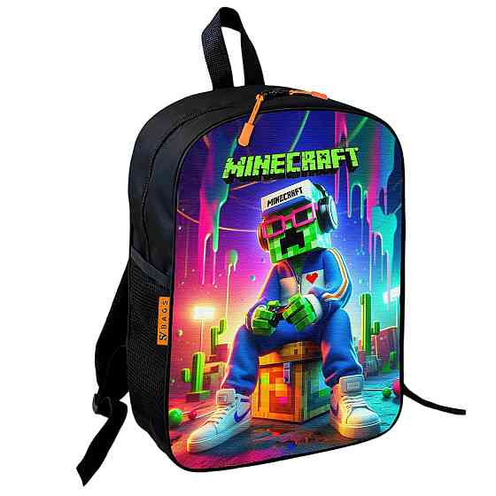 Рюкзак шкільний Minecraft - Кріпер сидить в окулярах і кепці, 36×27 см для хлопчика (01752) Київ