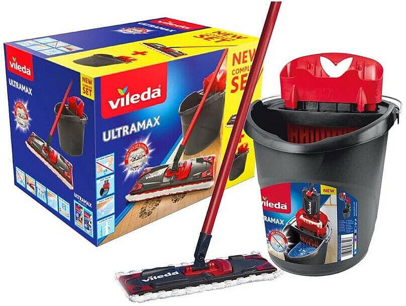 Набір для прибирання Відро 10 літрів з віджимом та плоска швабра Vileda "UltraMax Box" (155737) Нововолинськ - фото 2