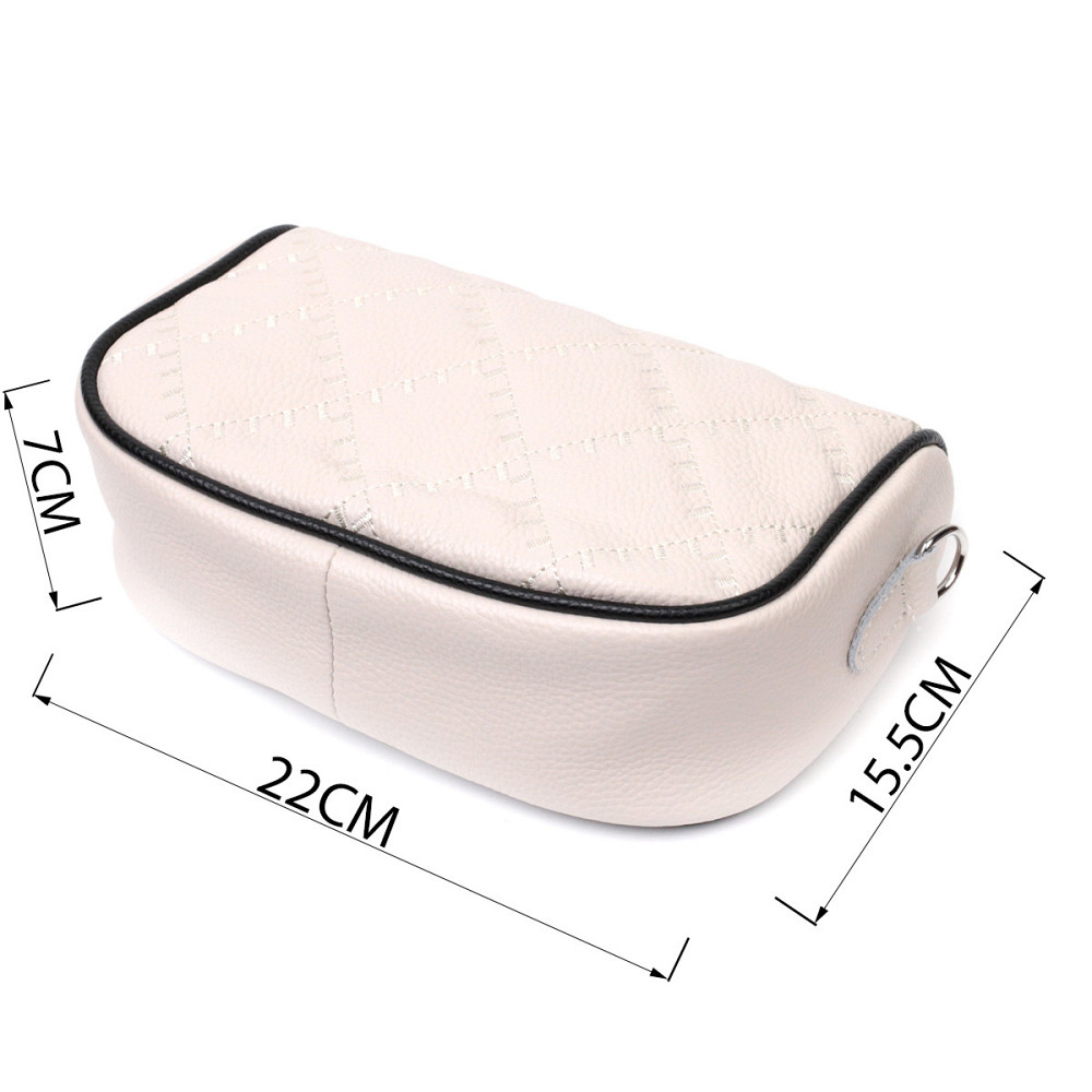 Сумка крос-боді напівкруглого формату з натуральної шкіри Vintage 22393 Біла Київ - фото 3