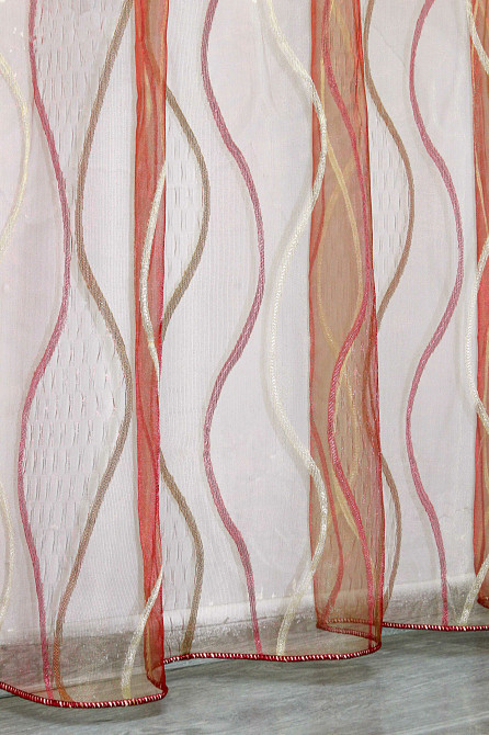 Тюль VR-Textil 1351т Органза з нейлоновою вишивкою Бордовий з золотистим 300х270 см (42-0078) Київ - фото 8