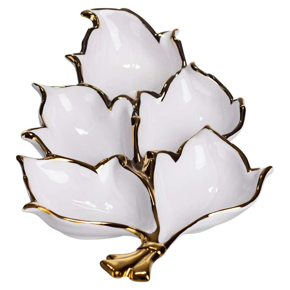 Менажниця фарфоровая на 5 секцій з золотом Київ - фото 2