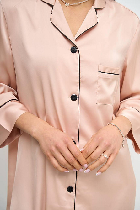 Женская ночная рубашка удлиненная шелковая Кремовый S Харьков - изображение 5