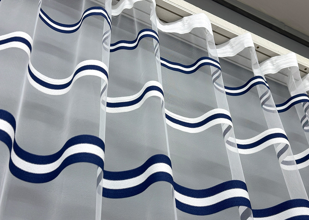 Тюль фатин полосы Цвет синий с белым 1773т Киев - изображение 7