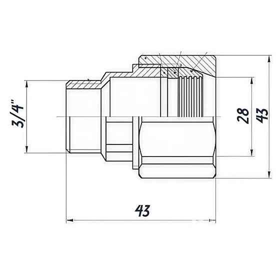 З'єднання затискне пряме для труби Ø 28 мм 3/4| Н латунний LS442S OPTIMUM Київ
