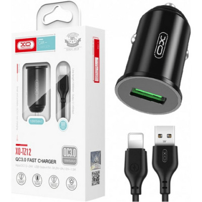 Зарядное устройство XO USB QC3.0 18W + cable USB to Lightning black (TZ12-L-BK) Винница - изображение 2