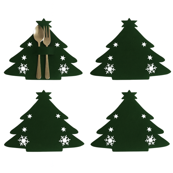 Новогодний декор для стола Елочки 4 штуки 20 на 17 см зеленый Киев