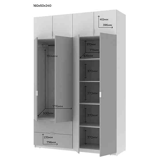 Шкаф распашной с антресолью Doros Лукас 160х50х240 см Белый (DRS-011193) Днепр