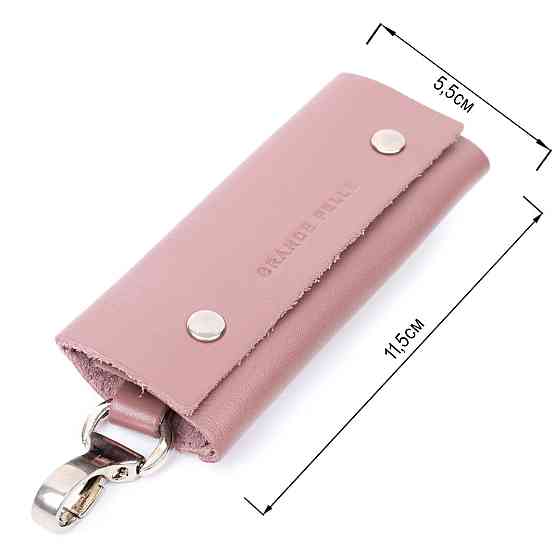 Очаровательная женская кожаная ключница на кнопках GRANDE PELLE 11641 Пудровый Киев