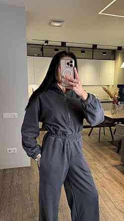 Жіночий повсякденний теплий комбінезон із флісу Графіт Одеса