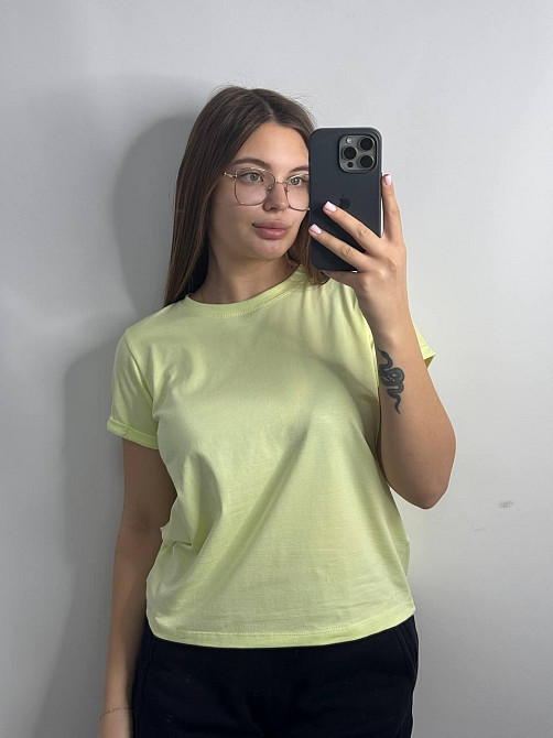 Базовая футболка женская однотонная Лимонный XXL Харьков - изображение 5